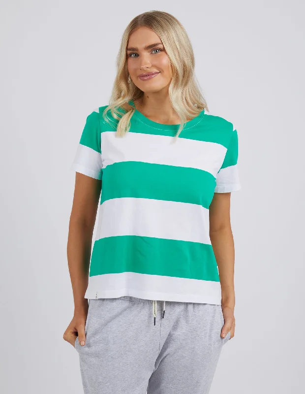 Elm Block Stripe S/S Tee Bright Green & White Stripe