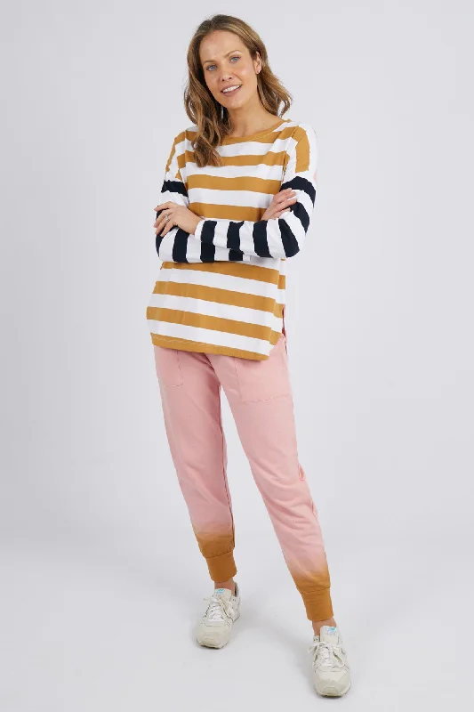 Elm In Line L/S Tee Mustard/Navy/Pink Stripe