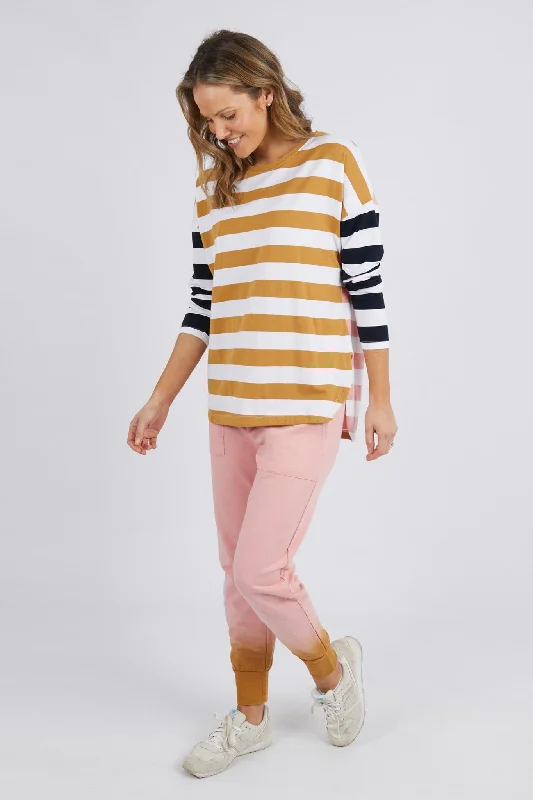 Elm In Line L/S Tee Mustard/Navy/Pink Stripe