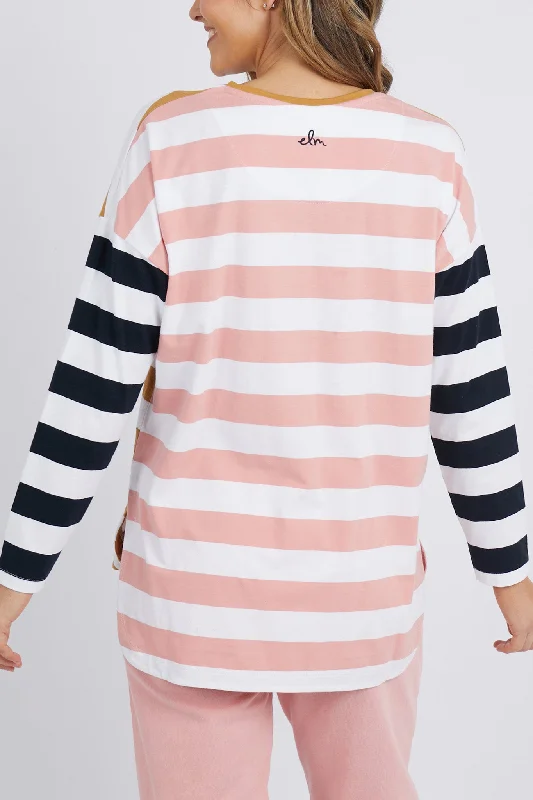 Elm In Line L/S Tee Mustard/Navy/Pink Stripe