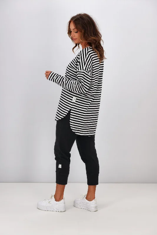 Elm Lauren L/S Tee Black & White Stripe