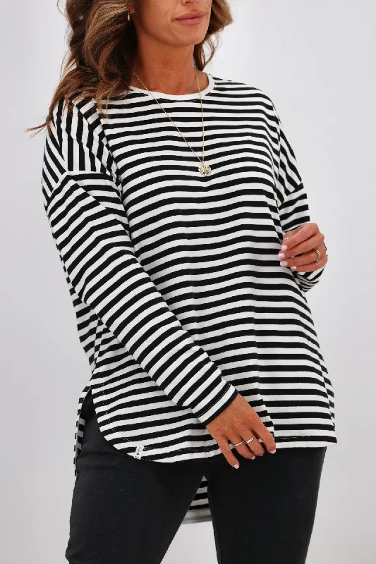 Elm Lauren L/S Tee Black & White Stripe