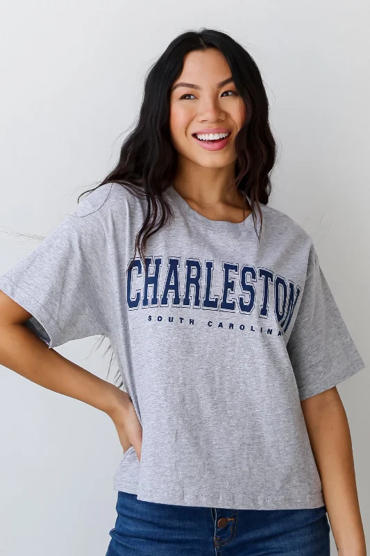 Heather Grey Charleston South Carolina Cropped Tee