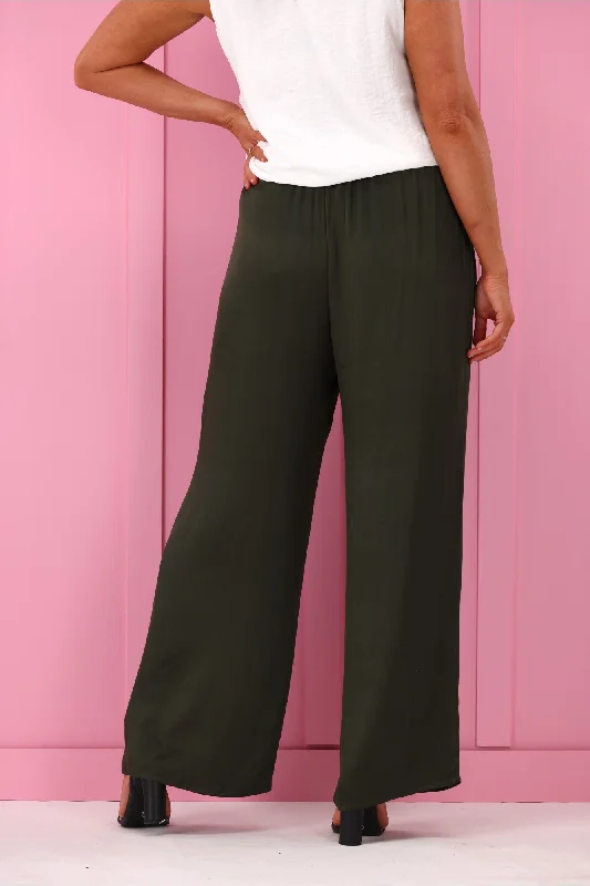 Jane James Amelie Sateen Pants Olive