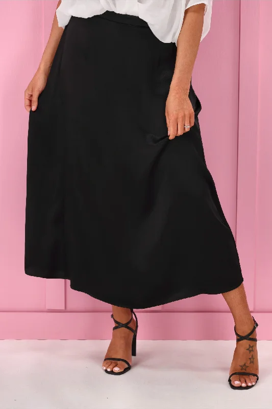 Jane James Angelica Sateen Skirt Black