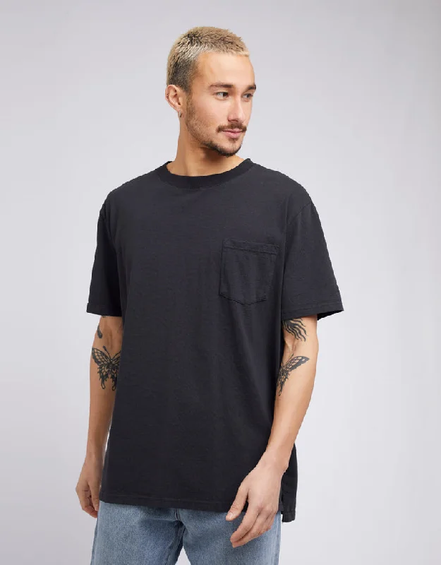 Silent Theory Mens Surplus Pocket Tee Washed Black