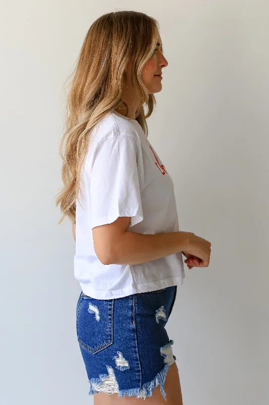 White Chop Chop Script Cropped Tee