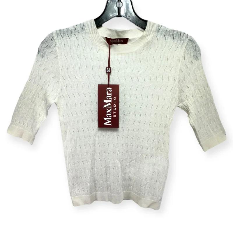 Sweater Short Sleeve By Max Mara In Cream, Size: M