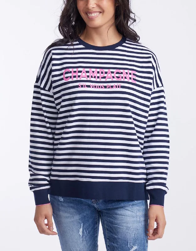 Champagne Stripe Sweatshirt - Navy/White