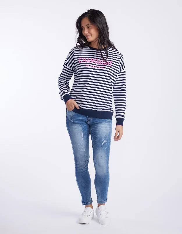 Champagne Stripe Sweatshirt - Navy/White