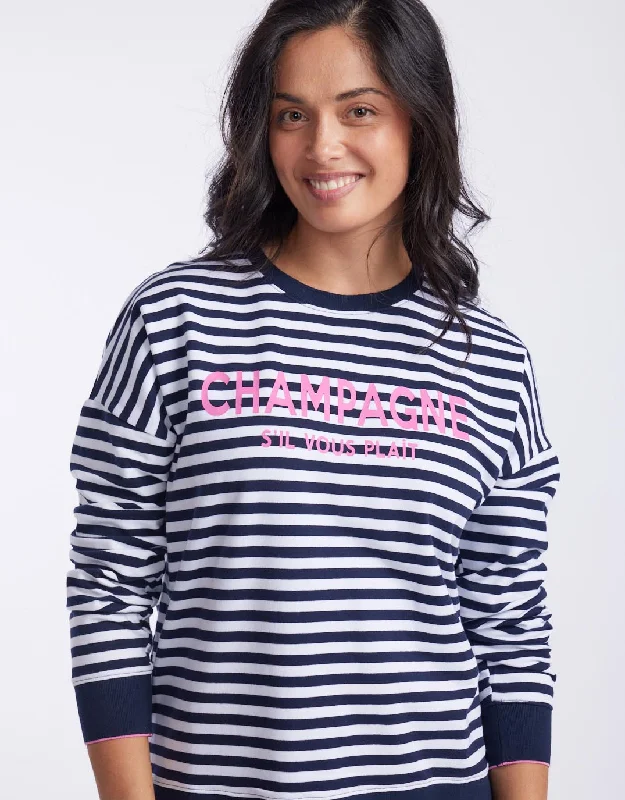 Champagne Stripe Sweatshirt - Navy/White