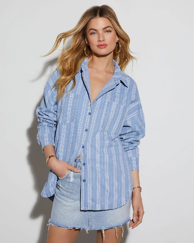 Corinne Striped Denim Button Down Top