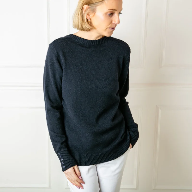 Crew Neck Button Jumper