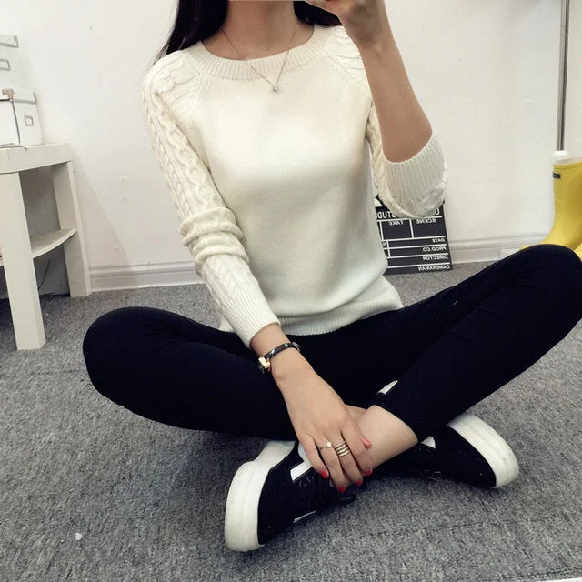 OHRYIYIE 2017 Autumn Winter Solid Knitted Sweaters And Pullovers Women Jumper Long Sleeve Pullover Female Tricot Pull Femme Tops