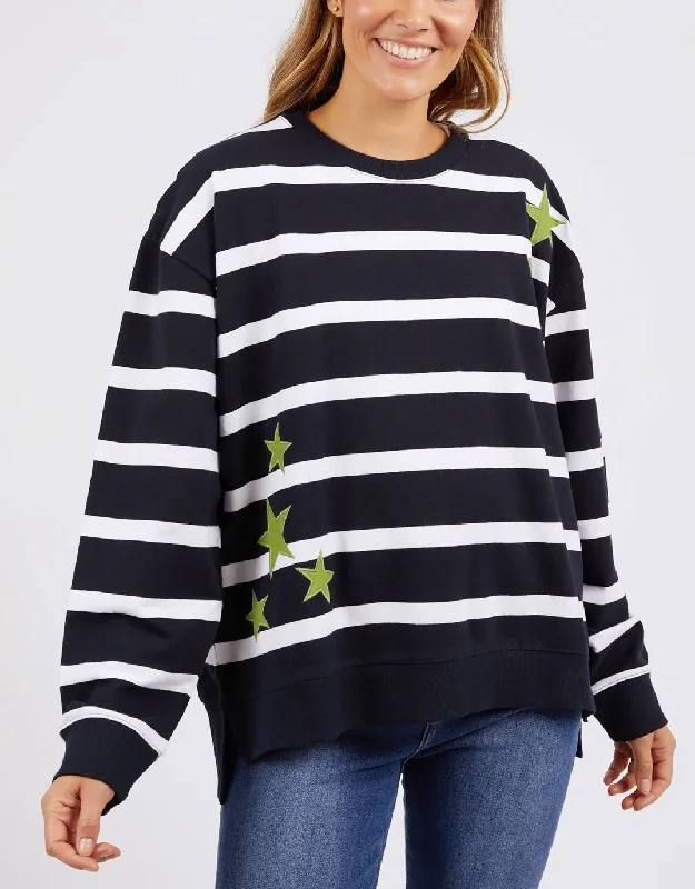 Starry Vee Fleece - Dark Sapphire/White Stripe