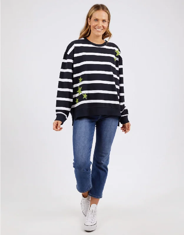 Starry Vee Fleece - Dark Sapphire/White Stripe