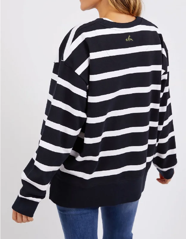 Starry Vee Fleece - Dark Sapphire/White Stripe