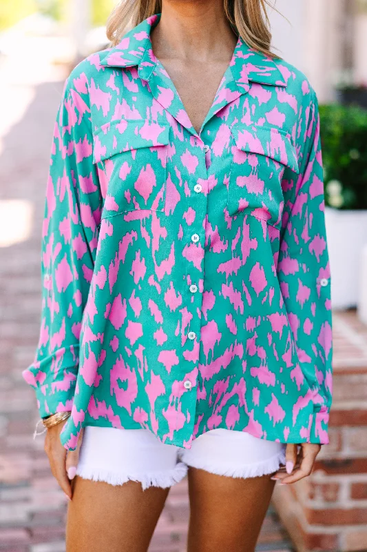 All The Good Emerald Green Abstract Blouse