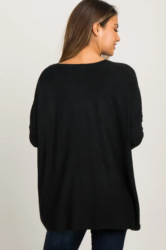 Black Pocketed Dolman Sleeve Top