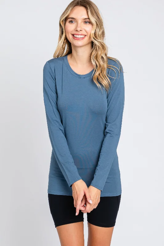 Blue Long Sleeve Top