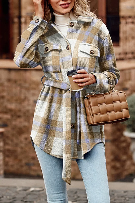 Plaid Blue Brown / S