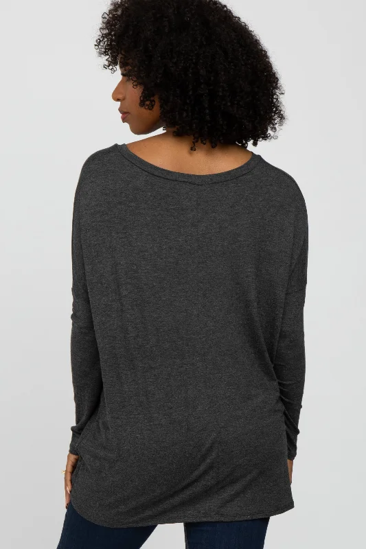 Charcoal V-Neck Top