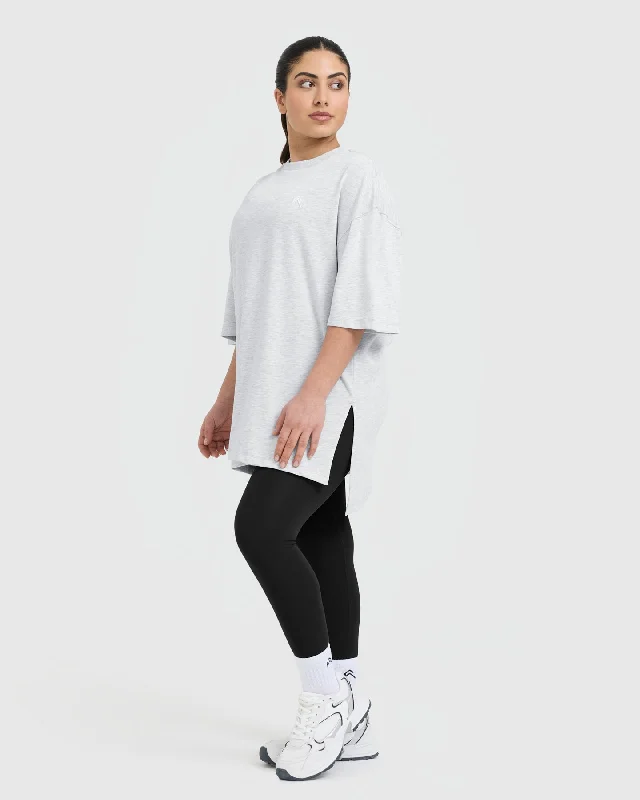 Classic Longline T-Shirt | Light Grey Marl