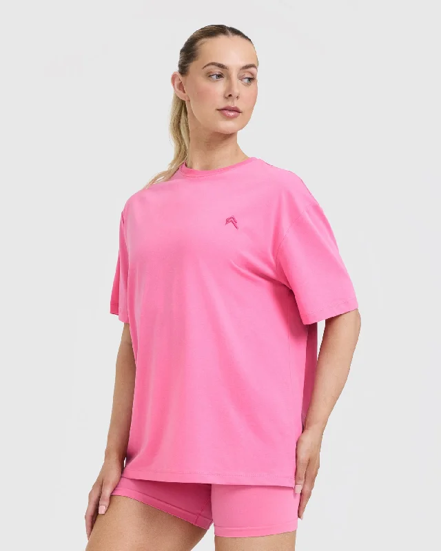 Classic Oversized Lightweight T-Shirt | Peony Pink