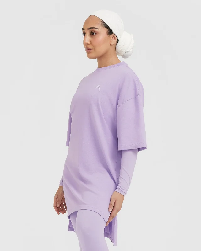 Classic Oversized Longline T-Shirt | Wisteria Purple