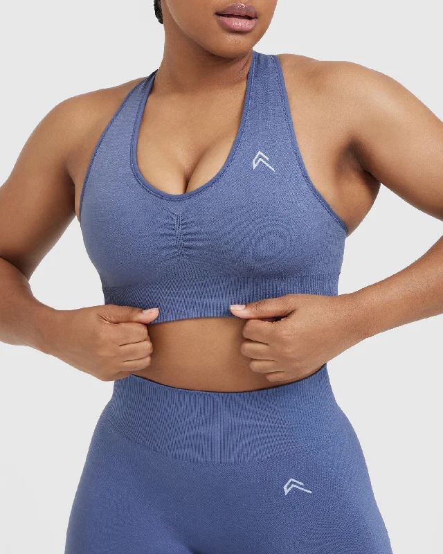 Classic Seamless 2.0 V-Neck Bralette | Slate Blue Marl