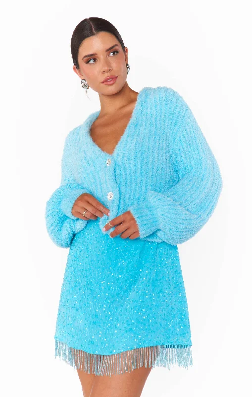 Clemmie Cardi ~ Highlighter Blue Knit