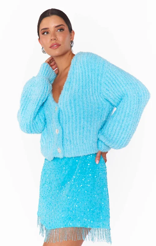 Clemmie Cardi ~ Highlighter Blue Knit