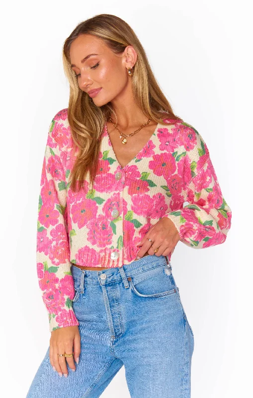 Clemmie Cardi ~ Pink Floral Soiree Knit