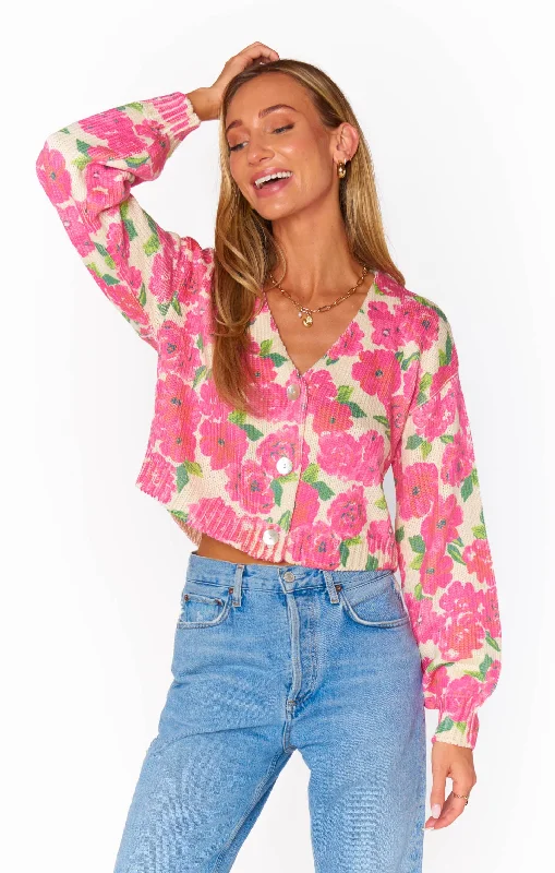 Clemmie Cardi ~ Pink Floral Soiree Knit