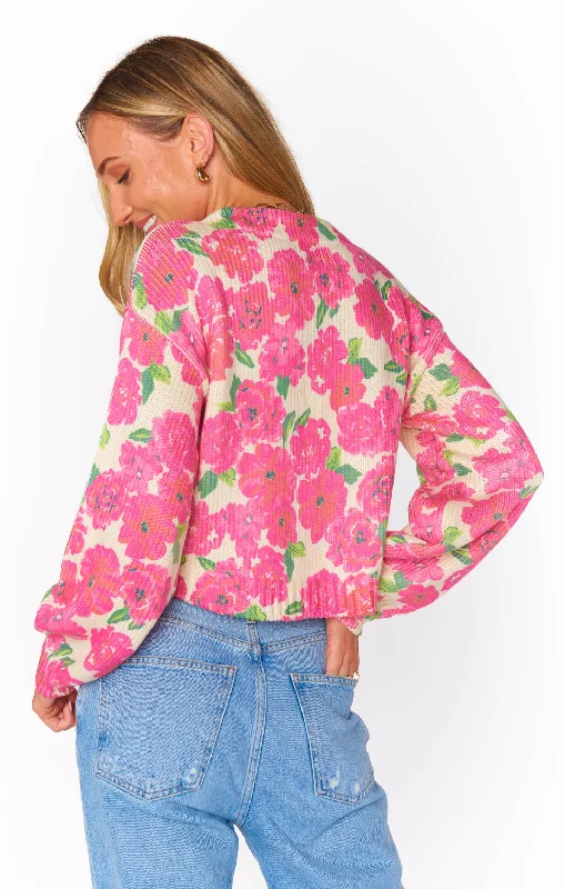 Clemmie Cardi ~ Pink Floral Soiree Knit