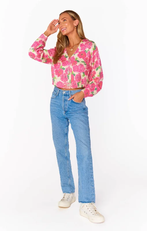 Clemmie Cardi ~ Pink Floral Soiree Knit