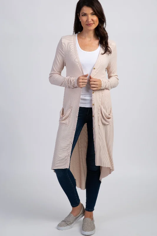 Cream Button Front Knit Cardigan