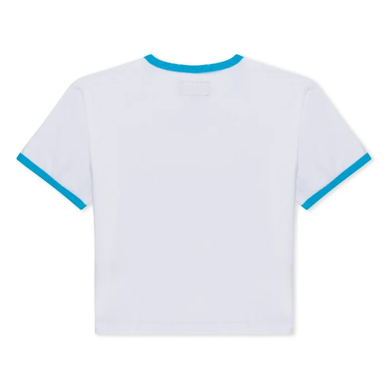 Digital Dream Cropped Ringer Tee (White/Blue)