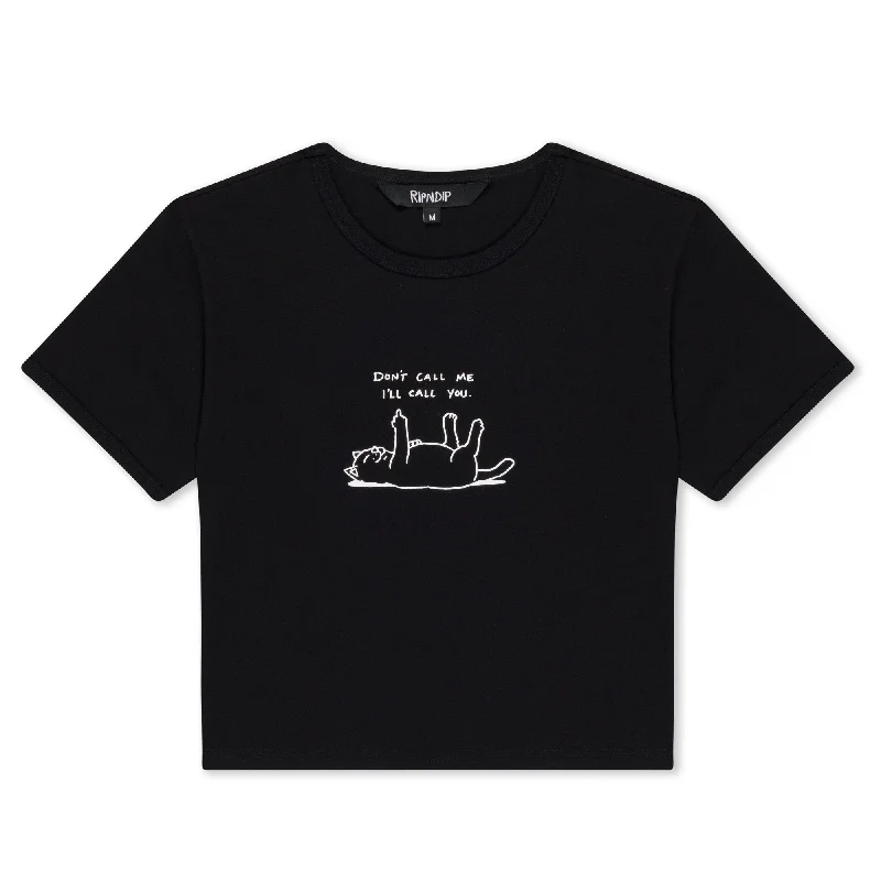 Don't Call Me Cropped Baby Tee (Black)