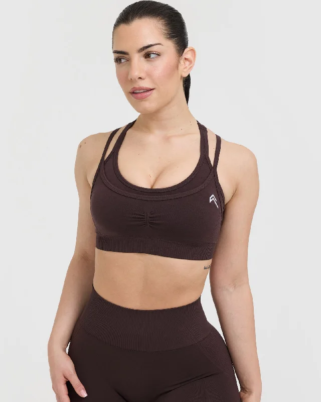 Effortless Seamless Layered Sports Bra | Plum Brown