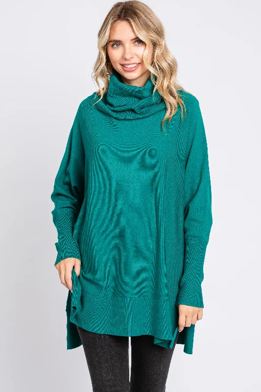 Forest Green Cowl Neck Dolman Sleeve Sweater