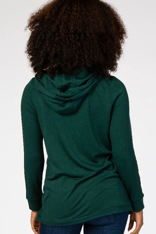 Forest Green Layered Front Nursing Fleece Hoodie