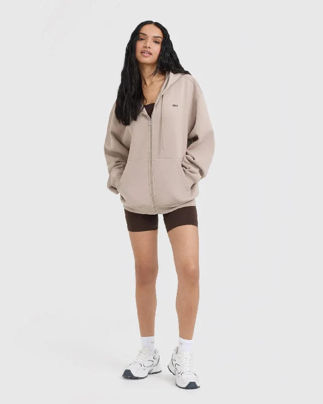 Foundations Zip Through Hoodie | Mushroom Brown