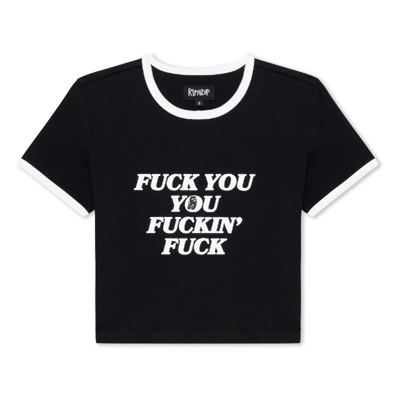 Fuckin Fuck Cropped Ringer Tee (Black/White)