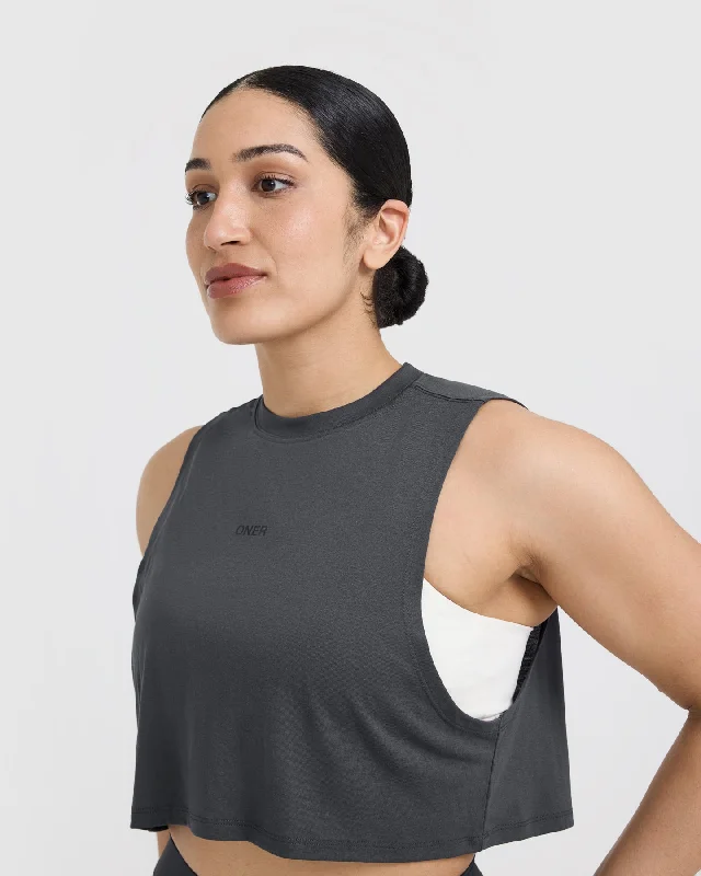 Go To Muscle Crop Tank | Coal