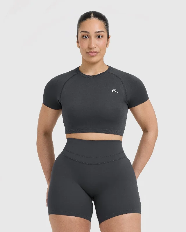 Go To Seamless Fitted Crop Top | Coal