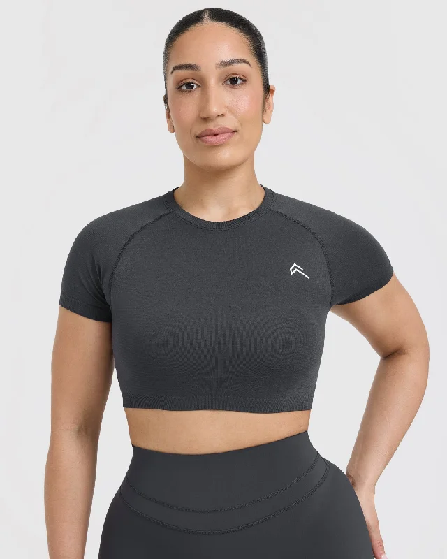 Go To Seamless Fitted Crop Top | Coal