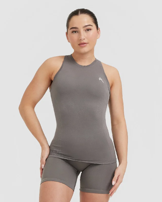 Go To Seamless Fitted High Neck Vest | Ash Grey