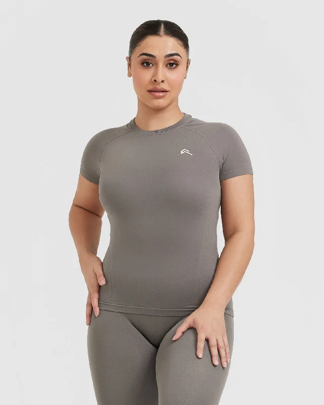 Go To Seamless Fitted Top | Ash Grey