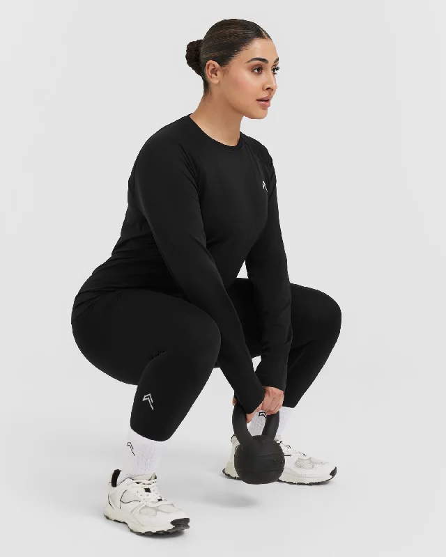 Go To Seamless Loose Long Sleeve Top | Black